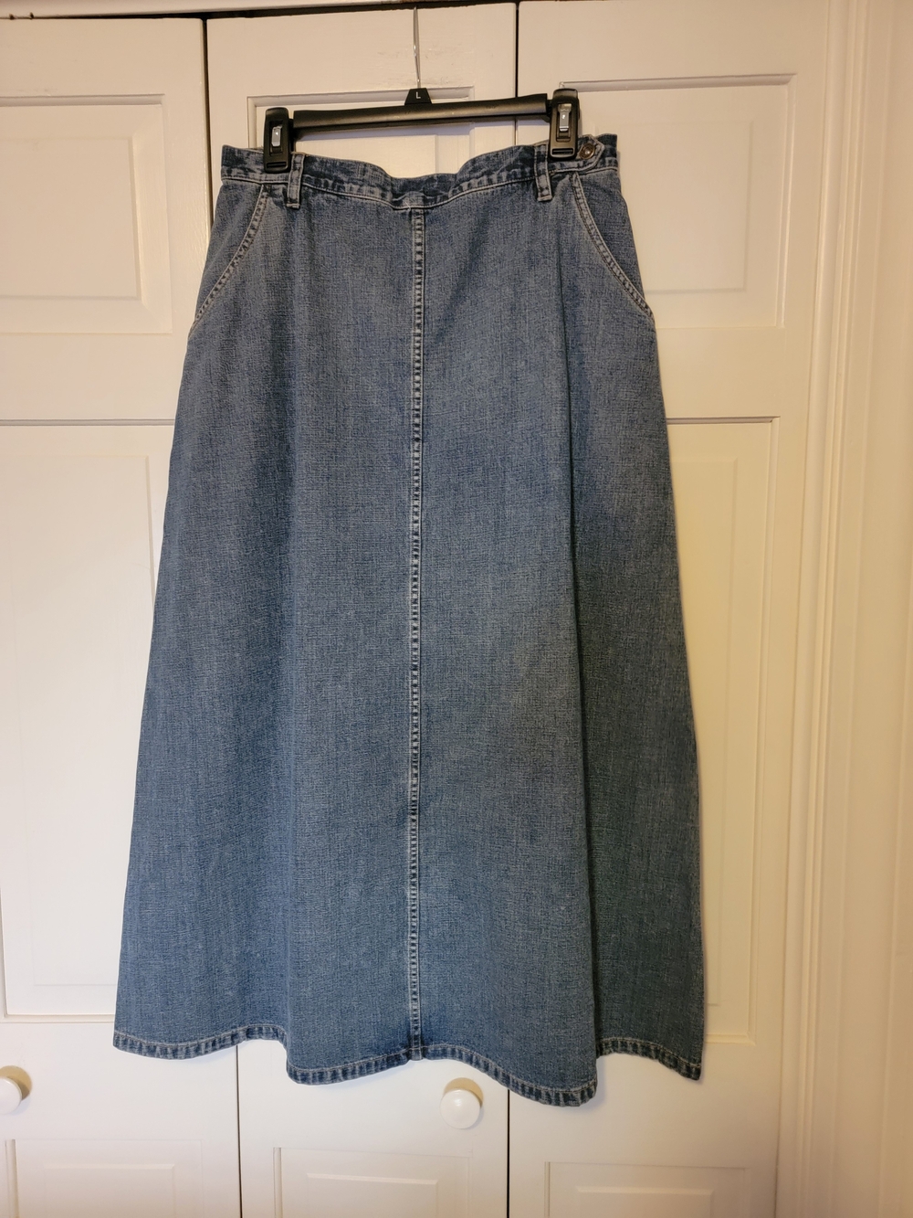 Classic Blue Denim A-Line Maxi Skirt Size 14 EUC